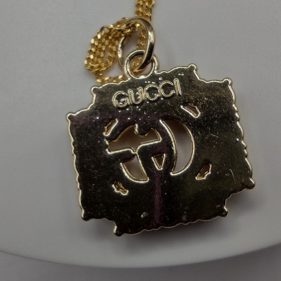GUCCI ZIPPER PULL CHARM GOLD tone metal, AB RHINESTONES 20mm plus .925 Chain - Picture 3 of 7